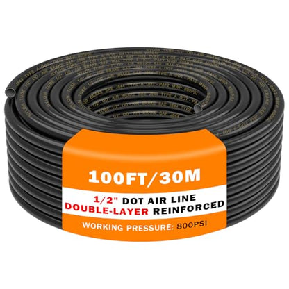 CheeMuii 100 FT 1/2" Double Layer DOT Air Line Premium PA12 Nylon 1/2 Pneumatic Tubing SAE J844 DOT Air Hose 31 Meter 1/2 Inch OD Pneumatic Air Tubing Pipe Hose Line - size: 1/2"OD-100FT-Double Layer