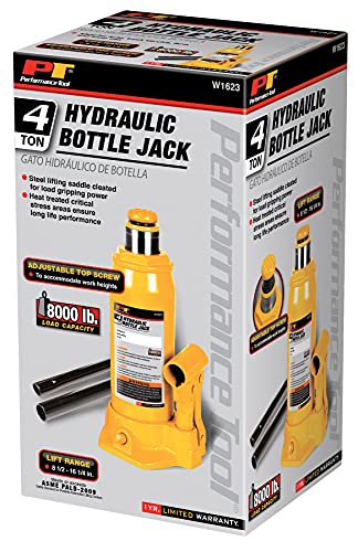 Performance Tool W1623 4-Ton (8,000 lbs.) Heavy Duty Hydraulic Bottle Jack - size: 4-Ton