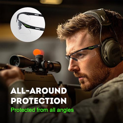 ProtectX Safety Glasses for Men & Women, Safety Sunglasses with Anti-Fog Scratch Resistant Lenses, Non-Slip Grips, ANSI Z87.1 - color: Evergreen Blue Light 2 Pk