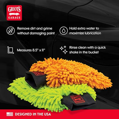 Griot's Garage Microfiber Wash Mitts for Car Wash and Detailing, Cleaning Gloves for SUVs, Trucks, Motorcycles, and More, Machine-Washable, Set of 2, 10268 - style: Mitts (Set of 2)