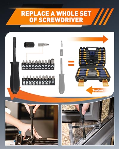 COMOWARE 83pcs 1/4” Drive Socket Set, Father day Gift, 5/32”-9/16” SAE, 4-15mm Metric, CR-V Mechanic Tool Set, 72T Ratchet Wrench, Socket Wrench Sets with Adapter, Ratchet Sets for Auto Repairing - size: 83 PCS