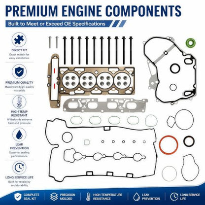 2.4L Head Gasket Set Bolts Fit For Chevy Equinox Malibu 2010-2017 | Fit For Chevy Equinox Malibu Captiva Sport GMC Terrain Fit For Buick Regal Lacrosse Timing Cover Gasket 12637166 HS26466PT - size: Gasket set GM LAF 2.4L