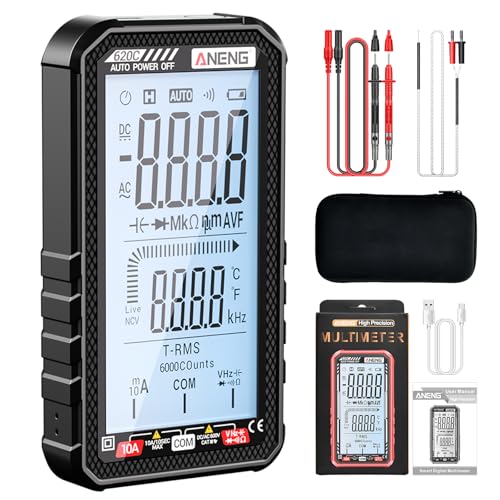 Digital Multimeter Tester, Smart Digital Multimeter 6000 Counts with Auto Ranging Digital Voltmeter Measures Voltage Current Resistance Continuity for Electricians,DIY (620C Black) - color: Black, size: 620C