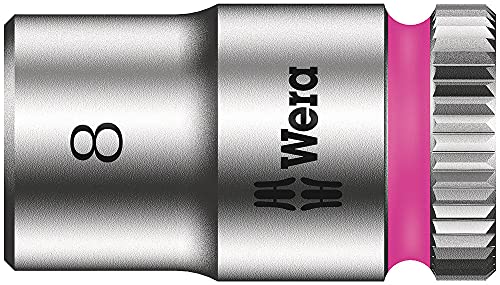 Wera 05004017001 8100 SA 7 Zyklop Metric Metal Ratchet Set with Push-Through Square, 28 Piece, 1/4" Drive