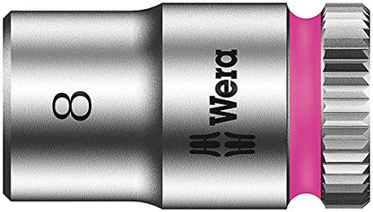 Wera 05004017001 8100 SA 7 Zyklop Metric Metal Ratchet Set with Push-Through Square, 28 Piece, 1/4" Drive