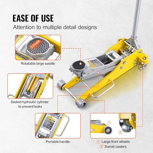 Hydraulic Jack, 3T/2T Floor Jack Aluminum Hydraulic Racing Floor Jack Hydraulic Car Jack with Dual Piston Quick Lift Pump for Auto Repaire(3T Aluminum) - color: 3t Aluminum