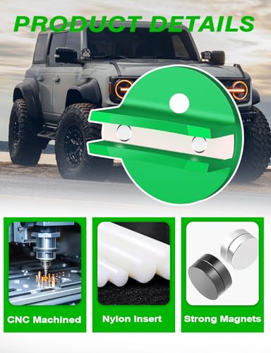 Magnetic Pinch Weld Jack Pad, 1PC, Green | 0.45'' Width Slotted, Weld Frame Rail Adapter for Floor Jack, Compatible with Most Off-Road Trucks, Pickups, SUVs, Sedans - color: Green