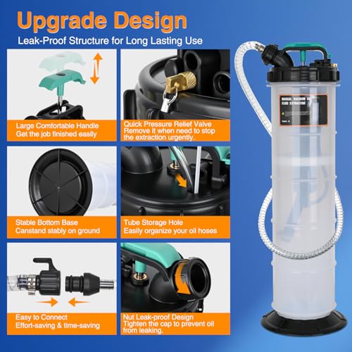 GOOACC Oil Extractor Pump 9L Manual Fluid Extractor Pump Oil Vacuum Changer with Brake Bleeding Hose Oil Suction Pump Extractor for Automotive Boat Motorcycles Oil Coolant Transmission Fluid Change - size: 9L Manual