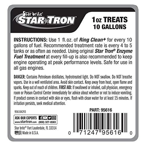 Star Brite Star Tron Ring Clean Plus Deposit Control - Cleans Injectors, Valves, & Entire Engine to Restore Power & Efficiency - 16 OZ Treats 160 Gallons (095616) - style: 16 Ounce