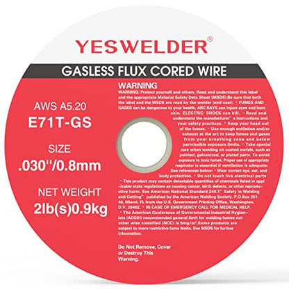 YESWELDER Flux Core Gasless MIG Wire, E71T-GS Mild Carbon Steel .030-Inch Diameter 2-Pound, 3-Packs Strong ABS Plastic Spool Welding Wire - size: .030'' 3pk