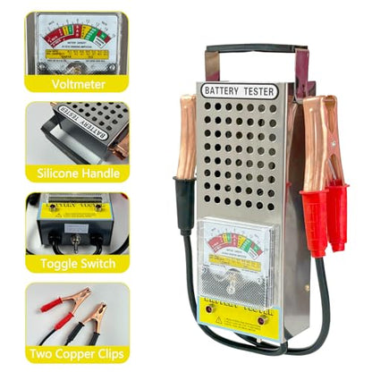 Car Battery Tester - 12V 100A / 6V 50A Load Tester for Detecting Battery Health & Capacity, with Voltmeter & Alligator Clips for Cars, RVs, Motorcycles, ATVs & Boats