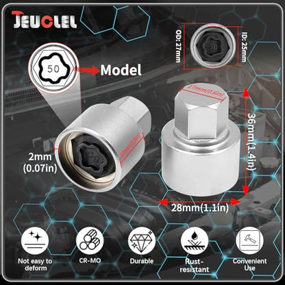 50 Wheel Locking Nut Key for BMW, Socket Adapter (OD 27mm-ID 25mm) | Wheel Lock Nut Socket Adapter, Anti-Theft Lug Nut Removal Tool, Anti-Theft Screw Remover, Repair Tool, Tyre Fitting, garage - color: Socket 050