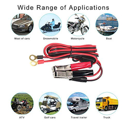 Battery Alligator Clips to O Ring Terminal Harness Wire 2 Pin Lug Cable (6ft) - size: 6ft