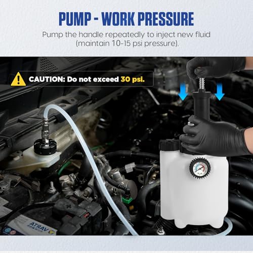 Mrcartool 3L Brake Bleed Kit Manual Brake Bleeder Vacuum Pump Kit with 1L Waste Oil Bottle&5 Master Cylinder Adapters,One Person Pneumatic Brake Fluid Extractor Tool for All Vehicles - size: 3L Manual Device