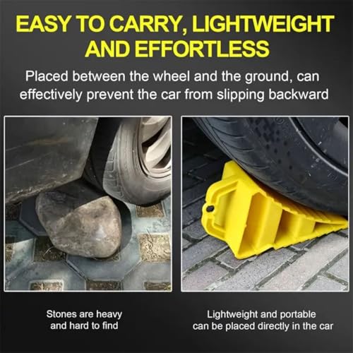 Heavy Duty Wheel ChockS - Durable, Non-Slip, Solid Rubber Wheel Chocks for Boat Trailers, RV, Truck, Camper - Perfect on All Surfaces and in All Weather
