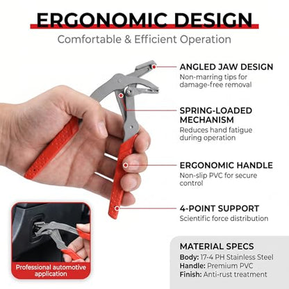 Spring‑Loaded Clip Pliers, Automotive Fastener Removal Tool for Car Repair