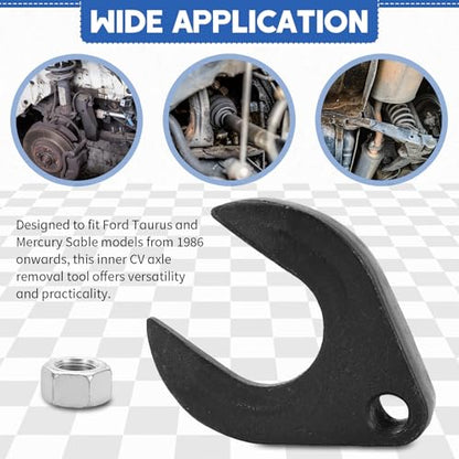 Inner CV Axle Removal Tool 48mm with Nut for Front Wheel Drive Vehicles | Front Wheel Drive Axle Pulley Attachment Fits Slide Hammers with 5/8-inch x 18 Threads, CV Joint Fork Removal Adapter
