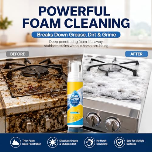 【2Pack】Foam Cleaner,4-in-1 Multi-Enzyme FoamCleaner,New Foam No-Rinse Cleaner,Multifunctional Foam-Cleaner Deep Cleaning Spray for Car Interior Leather Car Seat Cleaner,Kitchen Grease,Sofa Upholstery - color: 2Pack:Foam Cleaner