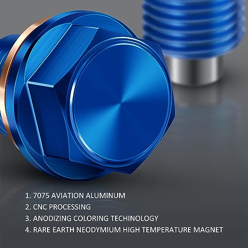 M12 x 1.5 Magnetic Oil Drain Plug 7075 Aluminum with Crush Washer Gaskets Replacement for BMW Benz - size: M12×1.5