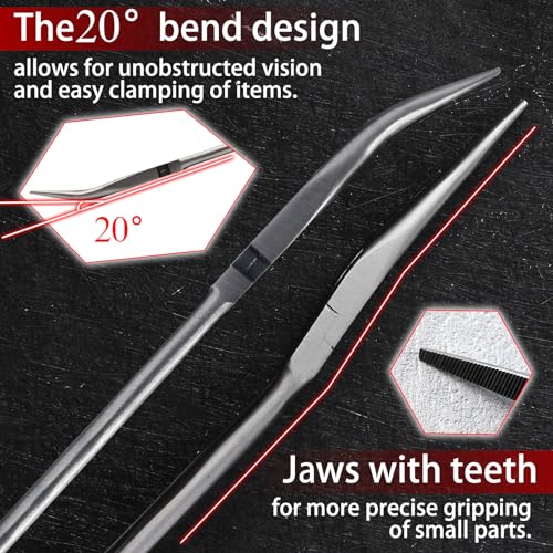 SPEEDWOX 16-Inch 20 Degree Extra Long Needle Nose Pliers Curved Nose Pliers Angle Long Needle Nose Pliers Long Nose Pliers Long Reach Pliers Long Reach Tool Long Pliers Angled Needle Nose Pliers - style: 20 Degree