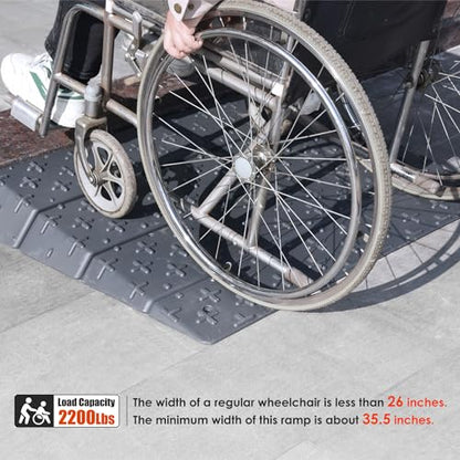 1", 2", 3", 4" inch Rise Assemble Threshold Ramp, 4-Piece Design Durable HDPE Extensible Doorway Ramps, Detachable Portable Wheelchair Ramps (1"-4" Assemble Ramp)