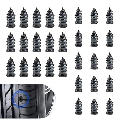 30 PCS Tire Repair Rubber Nail Kit, Vacuum Tire Repair Screws Tire Plug Kit, Fast Tool Self Service Tire Repair Nail, Universal for Most Cars SUVs and Trucks (Black) - size: 30 PCS