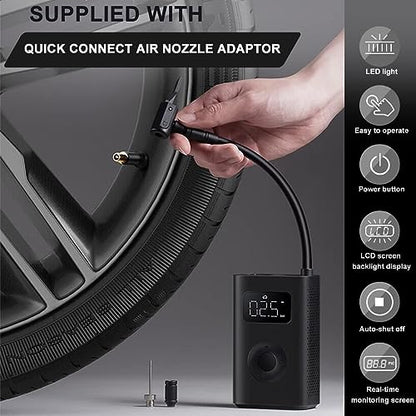 Xiaomi Portable Electric Air Compressor, 150 PSI Tire Inflator for Car, Scooter, Bike Tires and Balls - Cordless with Digital Pressure Detection