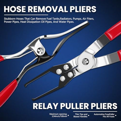 CV Boot Clamp Pliers Kit,Electrical Disconnect Pliers Fuel Filter Caliper with 10PCS Stainless Steel CV Boot Band Clamps