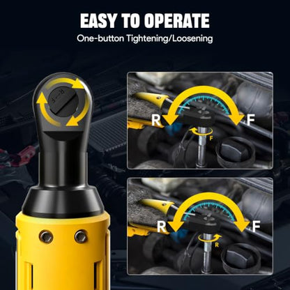 3/8" Cordless Ratchet Wrench Compatible with DEWALT 20V MAX Battery, 74Ft-Lbs (100N.m) Electric Ratchet with Brushless Motor, Variable Speed, 7 Sockets, 1/4" Adapters (Battery Not Included)