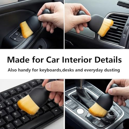 5PCS Car Detailing Brush Set for Cleaning Interior or Exterior, Includes Coarse, Medium, and Fine Detailing Brushes, Dusting Cleaning Tool for Dashboard, Air Vents, Wheels, Emblem, Car Seat