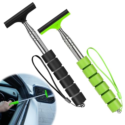 Side Mirror Squeegee, 2 PCS Car Mirror Squeegee, Retractable Car Rearview Mirror Wiper for All Vehicles, Universal Automotive Accessories - color: Upgrade Black and Green