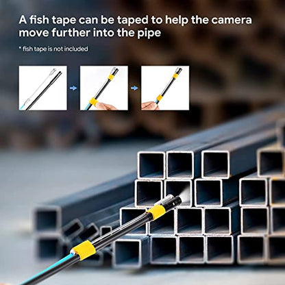 DEPSTECH 50FT Endoscope Camera with Light: Triple Lens 5" IPS Screen Sewer Inspection Camera, 1080P Industrial Borescope, Split Screen, Semi-Rigid Cable, Waterproof Drain Pipe Tool, Carrying Case - size: 50FT