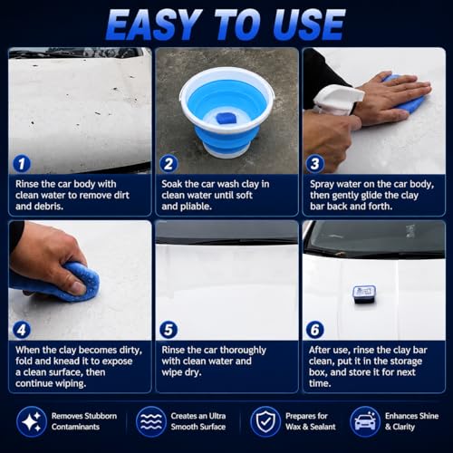 MAQIHAN Clay Bar Kit Car Clay Bar - 3 Pack 100g Clay Bars Auto Detailing ith Washing and Adsorption Capacity, Magic Claybar Car Detailing Kit for Car Detailing Car Wash Clean, Shiny Car Stuff