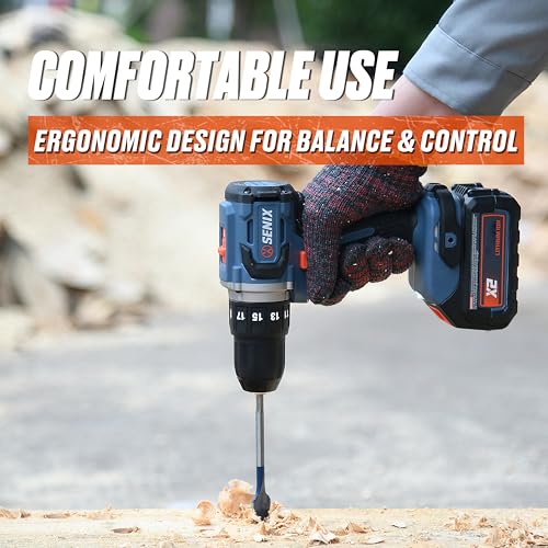 SENIX 20V Max Cordless Drill/Driver Set, Power Tool Kit, Brushless Motor, 1/2-Inch, 2 Variable Speed,Tool Only (PDDX2-M2-0) - style: Drill Tool Only