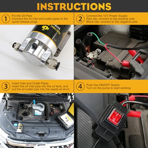 Electric Oil Change Pump 12V 100W | Oil Extractor Pump, 1-4L/Min, Portable, Oil Transfer Pump - color: Engine Oil Pumps-01-NEW
