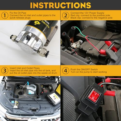 Electric Oil Change Pump 12V 100W | Oil Extractor Pump, 1-4L/Min, Portable, Oil Transfer Pump - color: Engine Oil Pumps-01-NEW