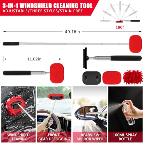 45Pcs Car Wash Cleaning Kit with High Power Handheld Vacuum Windshield Cleaning Tool with Side Mirror Squeegee Detailing Brushes Tire Brush Towels Complete Detailing Set for Car - size: 45Pcs