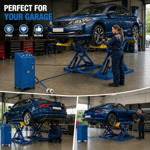6600 lbs Portable Car Lift, Hydraulic Mid-Rise Scissor Lift with Wheels for Home Garage, Auto Repair Shop & Vehicle Maintenance