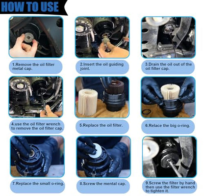 2Pcs Heavy Duty Oil Filter Wrenches for Toyota, Lexus, Camry, Tundra, RAV4, 64.5mm 14 Flute Oil Filter Removal Tool, Oil Filter Socket Tool for 2.5-5.7L Engine