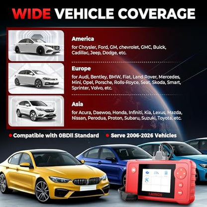 LAUNCH Creader VII+ V2.0 OBD2 Scanner, 2026 New Engine/Transmission/ABS/SRS Diagnostic Scan Tool With Oil Reset/Throttle Adaption/SAS Relearn, Check Engine Code Reader, Full OBD2, Lifetime Free Update