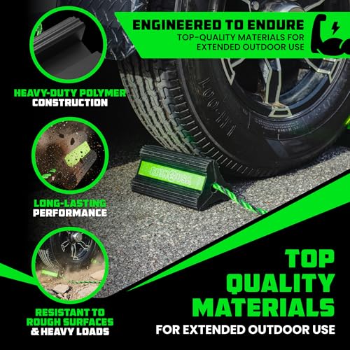 Rhino USA Heavy Duty Rubber Wheel Chocks for Trucks, Trailers, Tires, RVs & Air Planes - Durable, Non-Slip Chocks for Maximum Safety