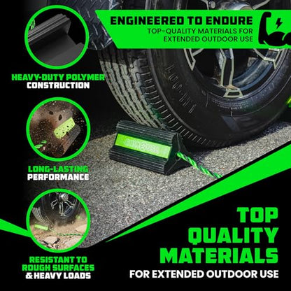 Rhino USA Heavy Duty Rubber Wheel Chocks for Trucks, Trailers, Tires, RVs & Air Planes - Durable, Non-Slip Chocks for Maximum Safety