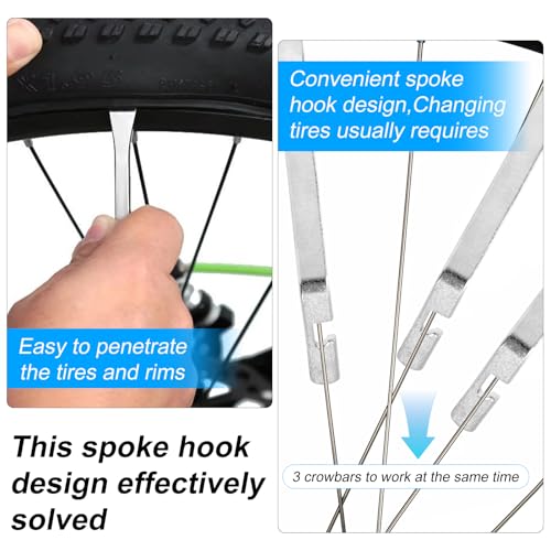 Stainless Steel Tire Levers, 4 Pack | Anti-Slip Edge Removes Flat Tires. Rust-Proof Heavy-Duty Steel. For Bikes, e-Bikes, Scooters. Essential Repair Tool