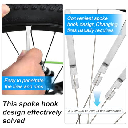 Stainless Steel Tire Levers, 4 Pack | Anti-Slip Edge Removes Flat Tires. Rust-Proof Heavy-Duty Steel. For Bikes, e-Bikes, Scooters. Essential Repair Tool