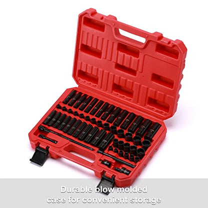 CASOMAN 55PCS 1/4-Inch Drive Impact Socket Set, Shallow & Deep, 5/32 Inch - 9/16 Inch, 4mm - 15mm, Metric/SAE, 6-Point, Cr-V Steel Socket Set - size: 1/4"Drive 55pcs Impact Master Socket Set