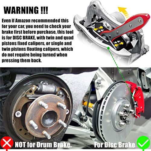 JOJOY LUX Brake Caliper Press Tools, 360 Degree Automotive Swing Ratchet Expander Wrench Brake Pad Spreader Tool with Extra 2PCS Large Plates for Single Twin Quad Sextuplet Piston Disc Brake Caliper