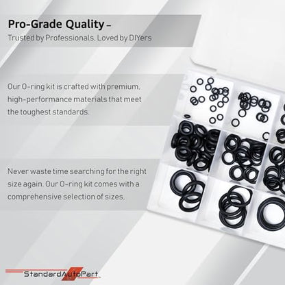 StandardAutoPart Silicone Universal Black O-Ring Sealing Gasket Washer Seal Assortment Set for Automotive & General Plumbling and Faucet Repair (225Pcs) - style: 225Pcs