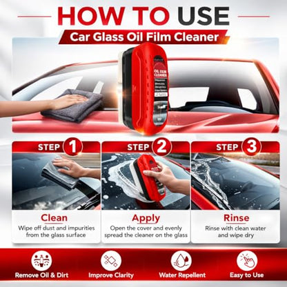 2 Pack Automotive Oil Film Cleaning Brush for Windshield, Car Glass Oil Film Remover with Hydrophobic Coating, Rain Repellent Windshield Cleaner Tool Improves Driving Visibility