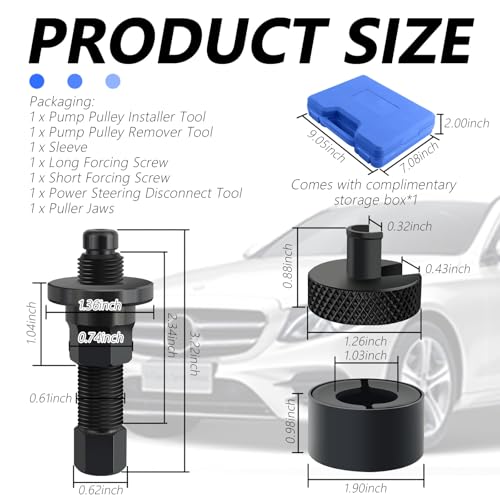 Power Steering Pump Pulley Removal Tool Set,Heavy Duty Carbon Steel Power Steering Pulley Puller/Installer for Quick Disassembly,Portable Pulley Puller Tool for Most Vehicles