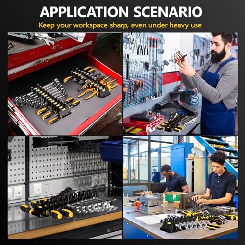 WAENLIR 48PCS Magnetic Modular Wrench Organizer Set-Tool Drawer Storage Rack with Metric&SAE Labels, Wrench Holder with Magnet, Perfect Tool Gift for Men, father, boyfriend, DIYers & Mechanics (Red) - color: Red
